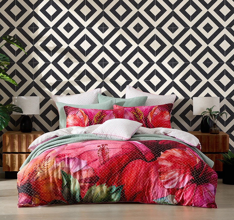 Hibiscus Hue Quilt Cover Set Range Pink