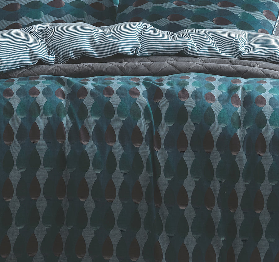 Hudson Quilt Cover Set Range Teal