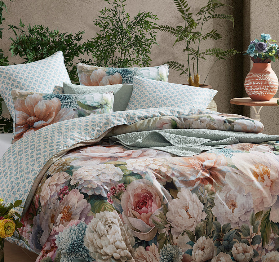 Hydrangea Mist Quilt Cover Set Range Multi
