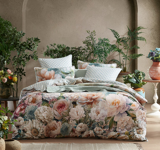 Hydrangea Mist Quilt Cover Set Range Multi