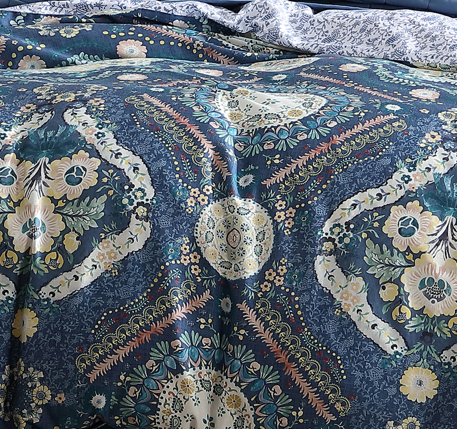Kashmir Quilt Cover Set Range Mid Blue