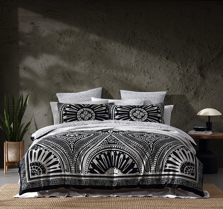 Noir Nights Quilt Cover Set Range Black