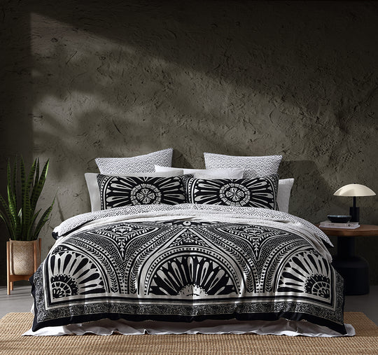 Noir Nights Quilt Cover Set Range Black
