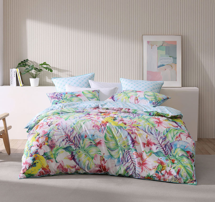 Parakeeta Quilt Cover Set Range Aqua