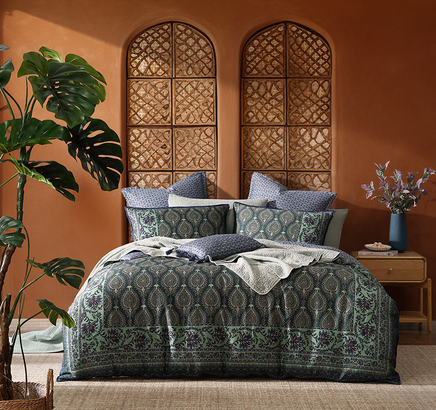 Priya Quilt Cover Set Range Pine