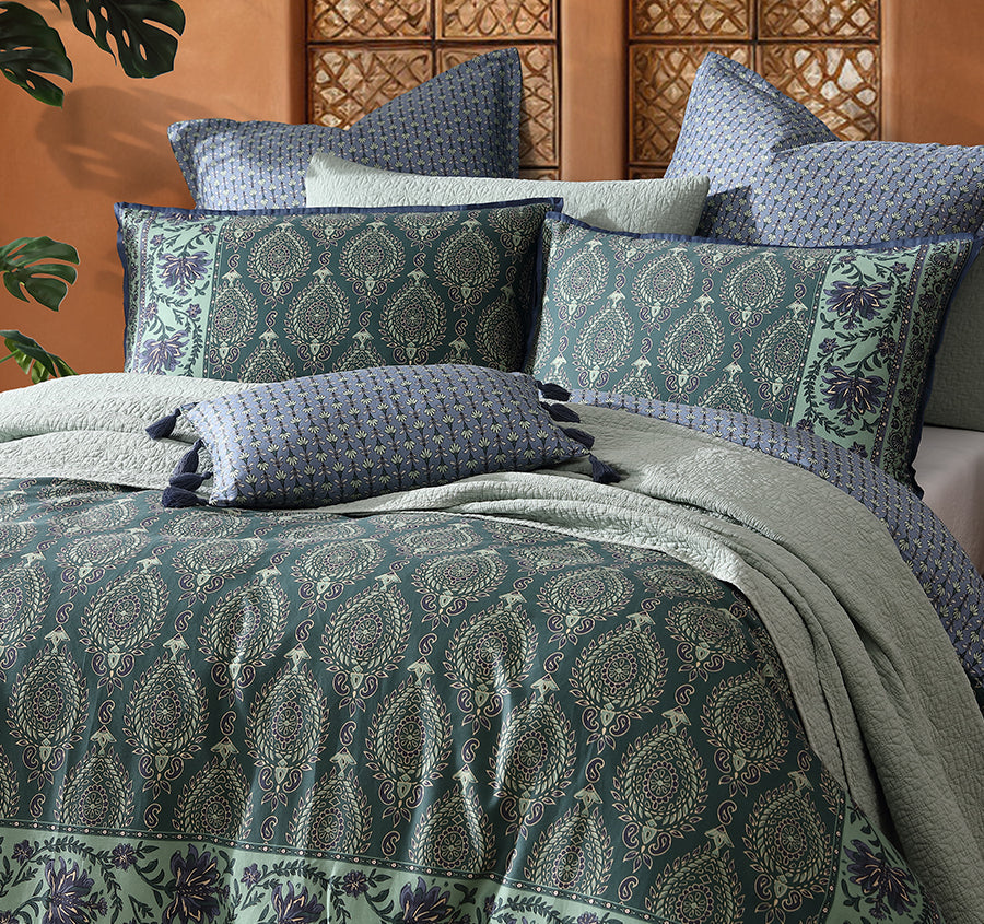 Priya Quilt Cover Set Range Pine
