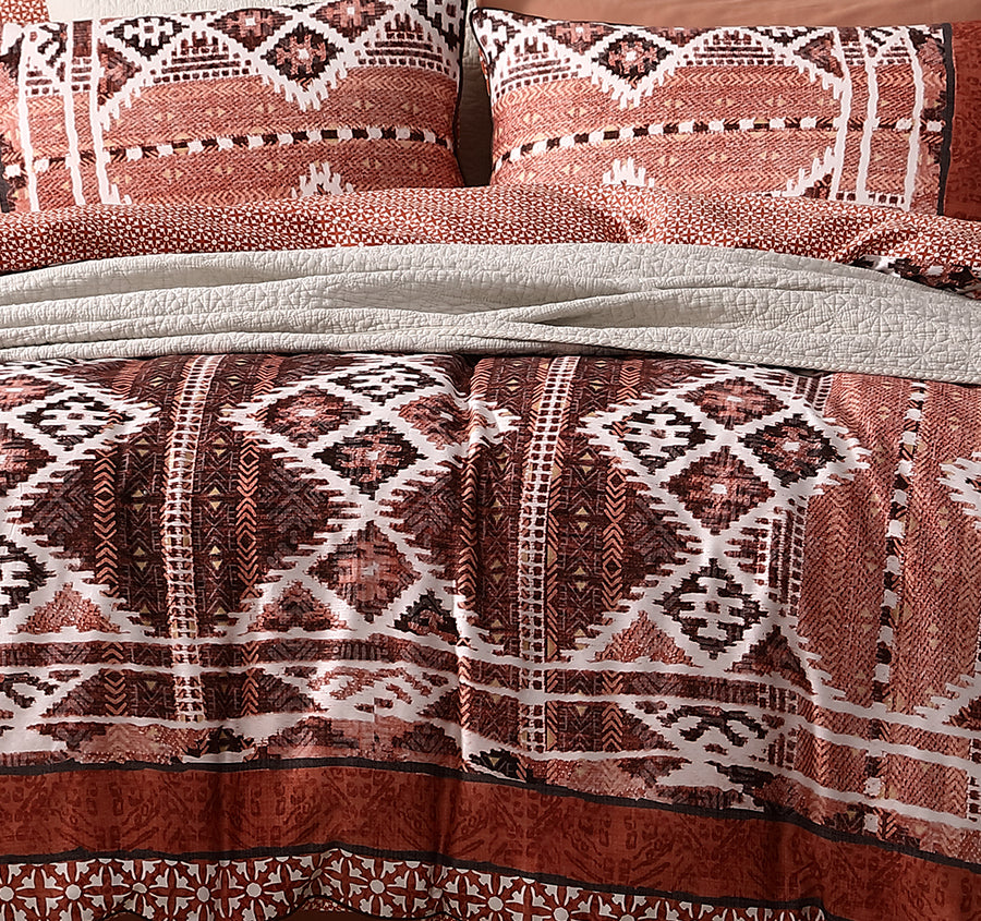 Sekani Quilt Cover Set Range Rust