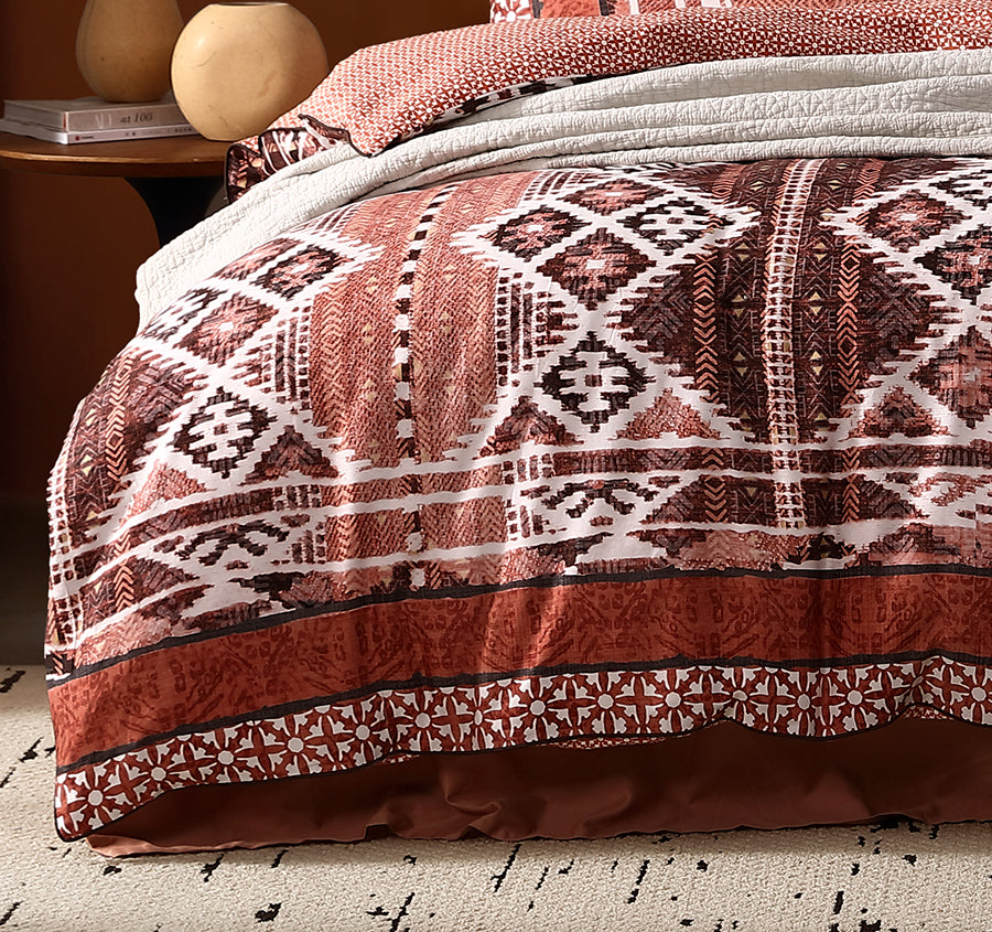 Sekani Quilt Cover Set Range Rust