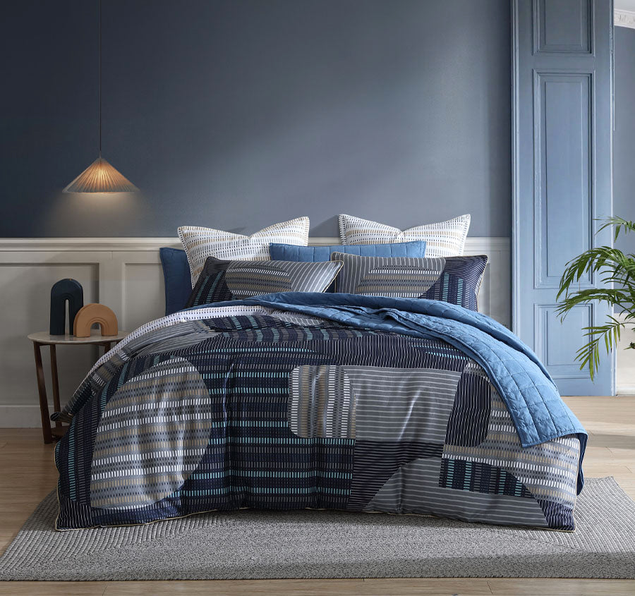 Statham Quilt Cover Set Range Navy