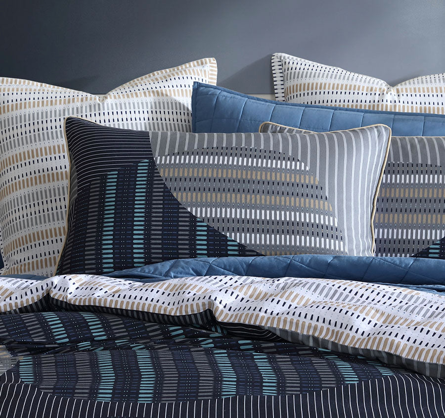 Statham Quilt Cover Set Range Navy