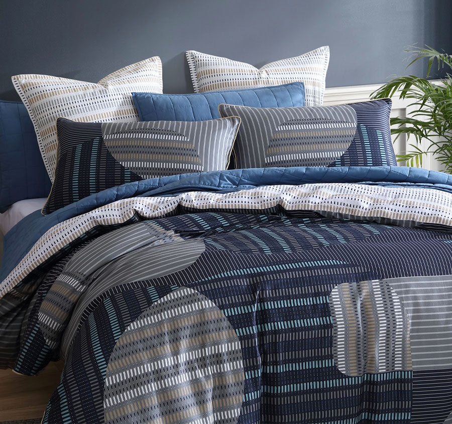 Statham Quilt Cover Set Range Navy