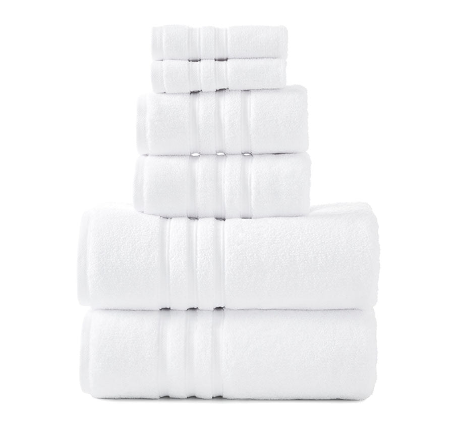 Super Duet 6 Piece 575GSM Cotton Towel Set White
