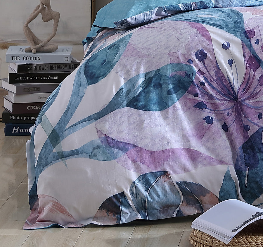 Teagan Quilt Cover Set Range Lilac