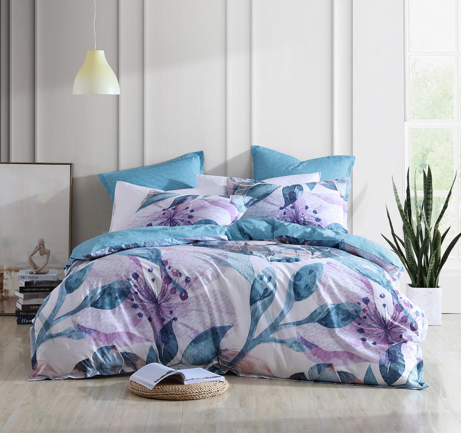 Teagan Quilt Cover Set Range Lilac