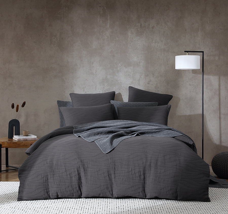 Ariel Quilt Cover Set Range Charcoal