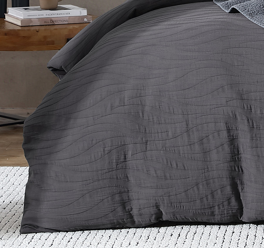 Ariel Quilt Cover Set Range Charcoal