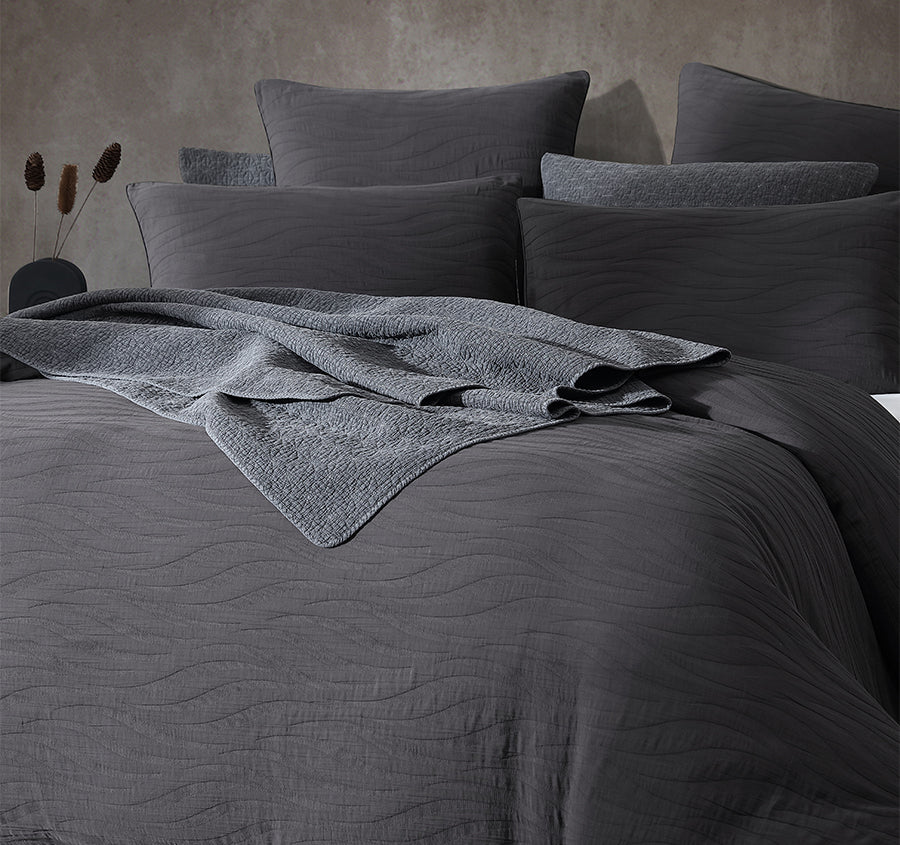 Ariel Quilt Cover Set Range Charcoal