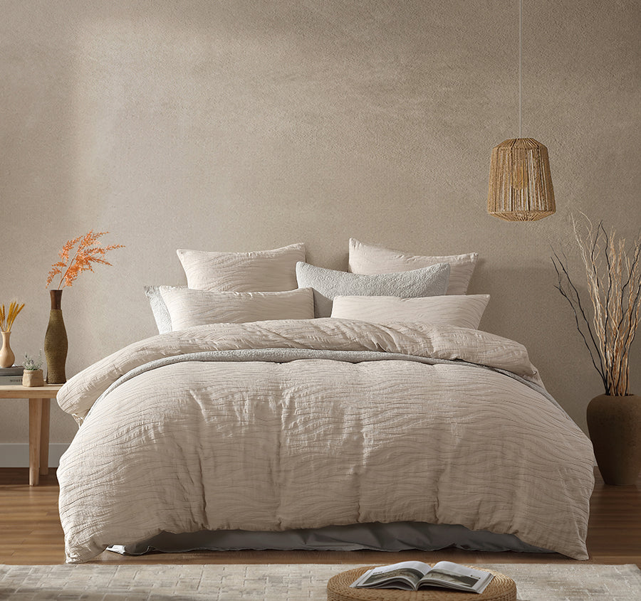 Ariel Quilt Cover Set Range Stone