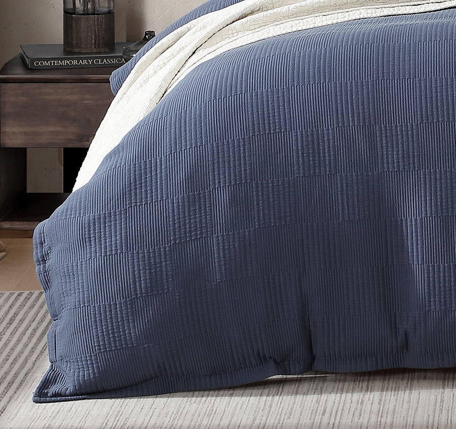 Caspian Quilt Cover Set Range Indigo