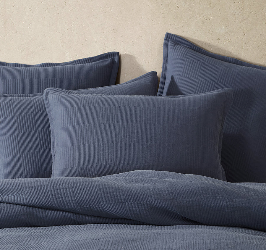 Caspian Quilt Cover Set Range Indigo