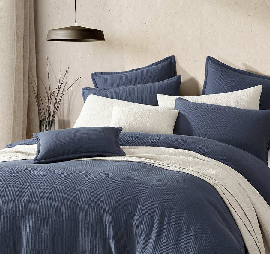 Caspian Quilt Cover Set Range Indigo