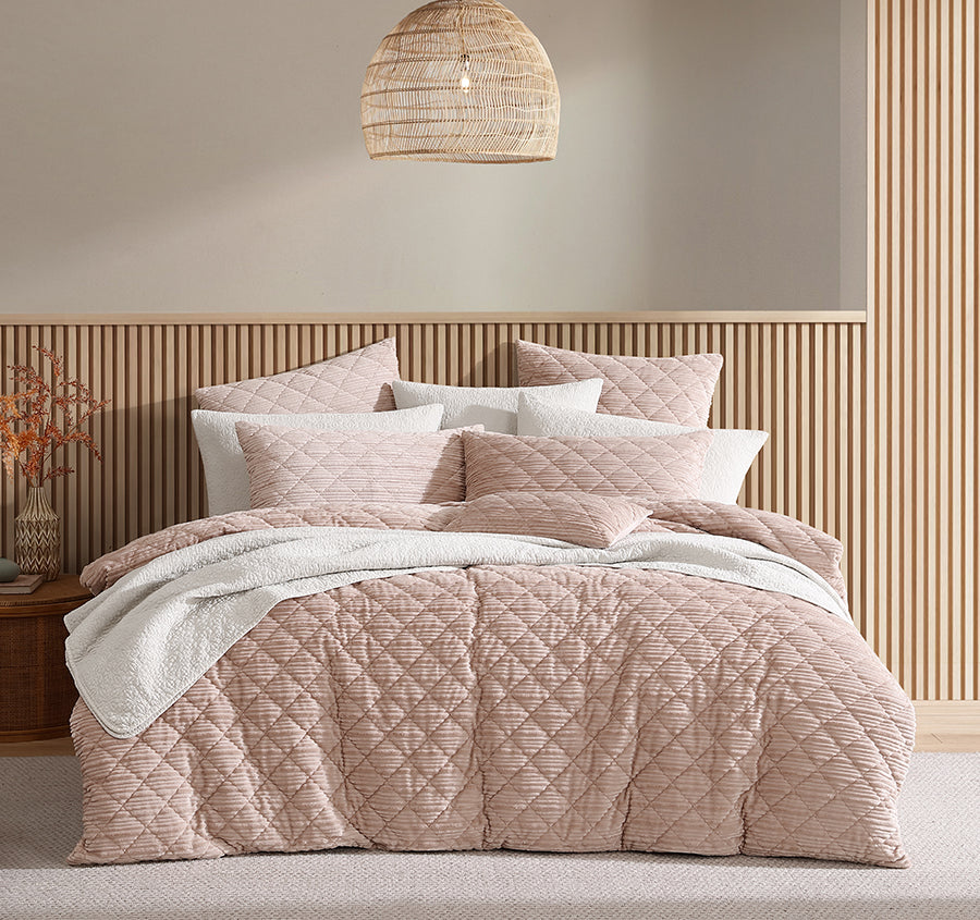 Corbin Quilt Cover Set Range Blush