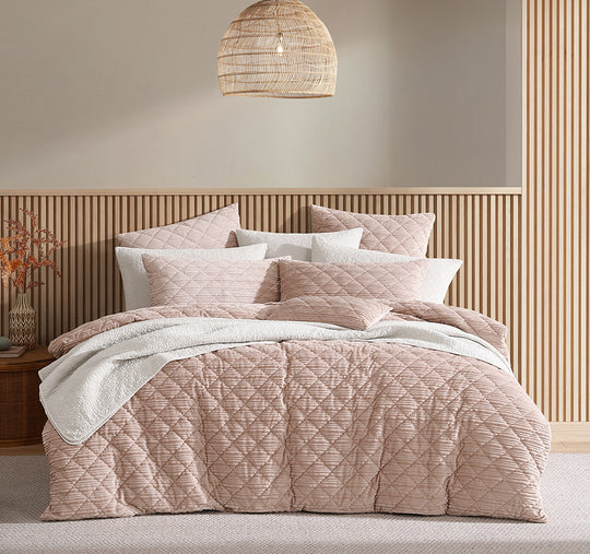 Corbin Quilt Cover Set Range Blush