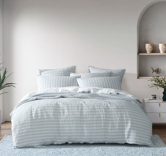 Emmet Quilt Cover Set Range Sage
