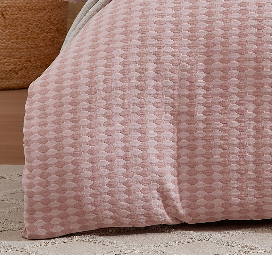 Frankie Quilt Cover Set Range Blush