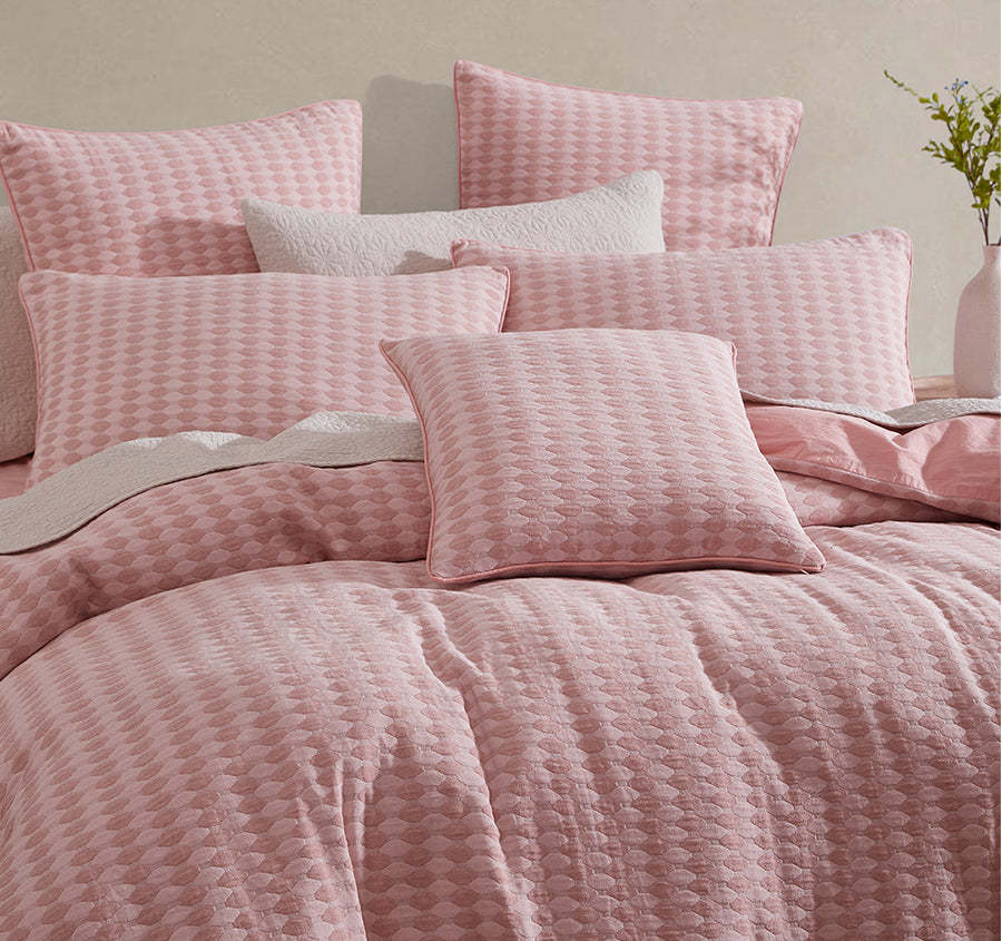Frankie Quilt Cover Set Range Blush