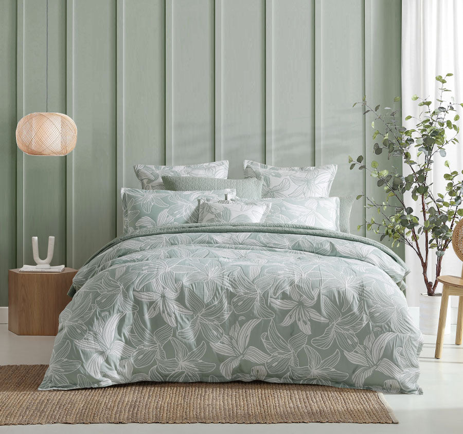 Grace Quilt Cover Set Range Sage