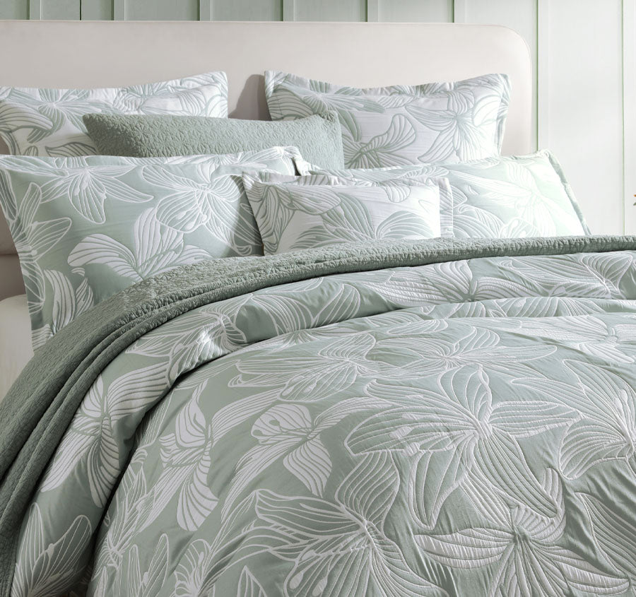 Grace Quilt Cover Set Range Sage