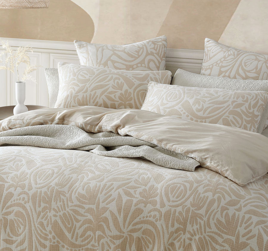 Haven Quilt Cover Set Range Caramel
