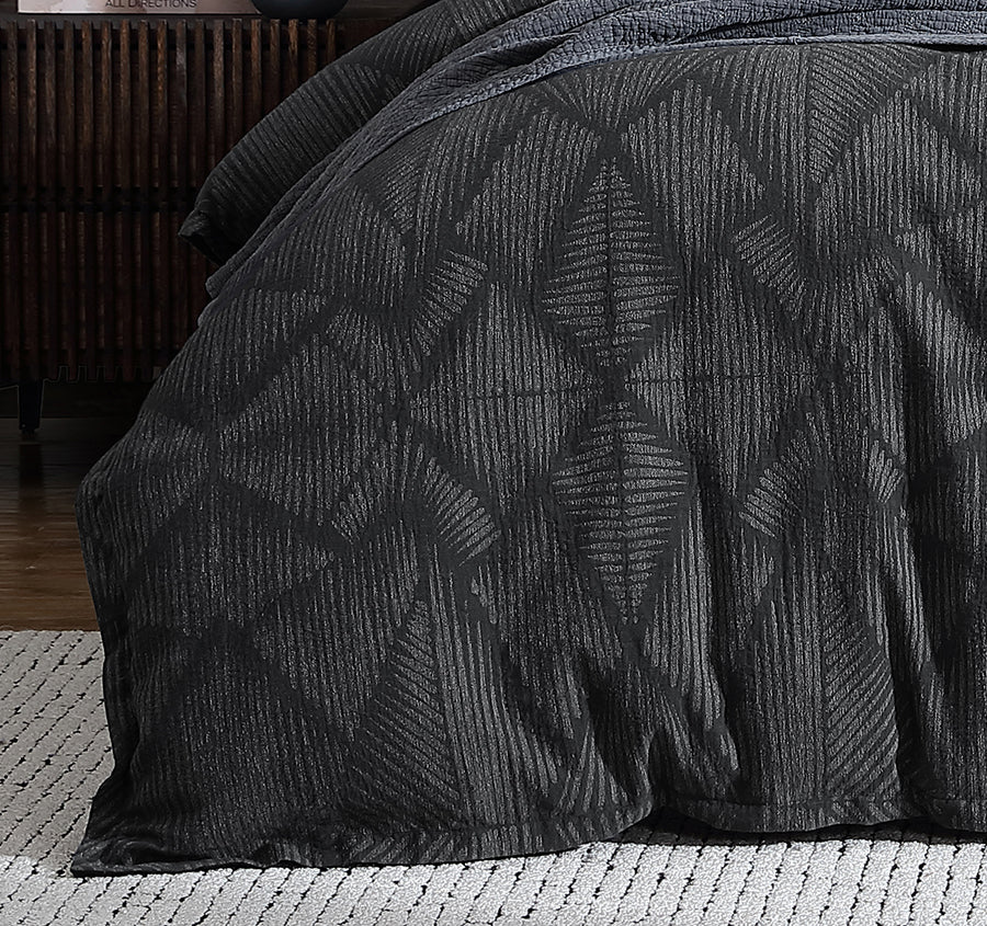 Kenya Quilt Cover Set Range Charcoal