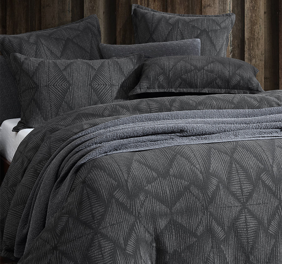 Kenya Quilt Cover Set Range Charcoal