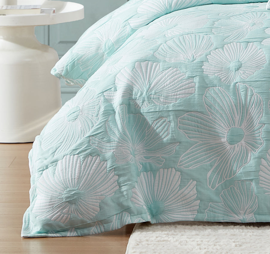 Poppi Quilt Cover Set Range Aqua