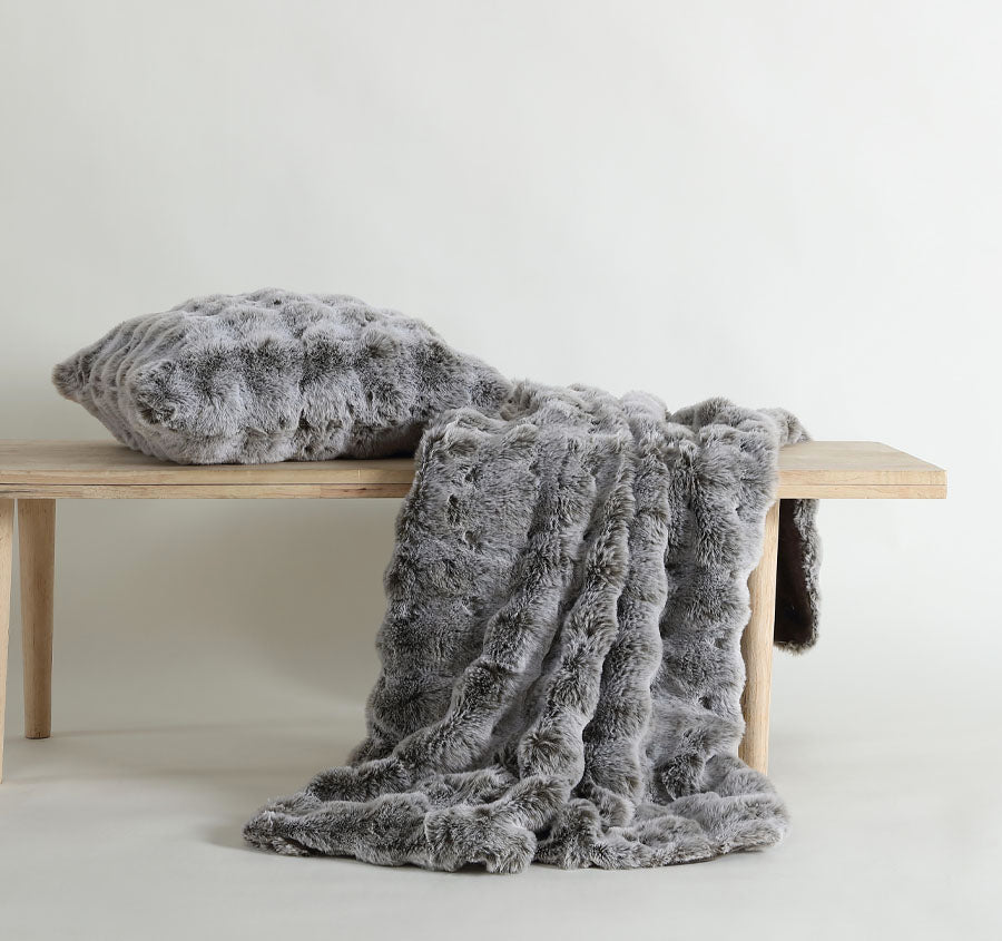 Rabbit Fur 50x50cm Filled Cushion Grey
