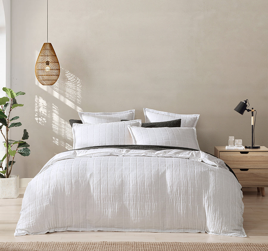 Sierra Quilt Cover Set Range White