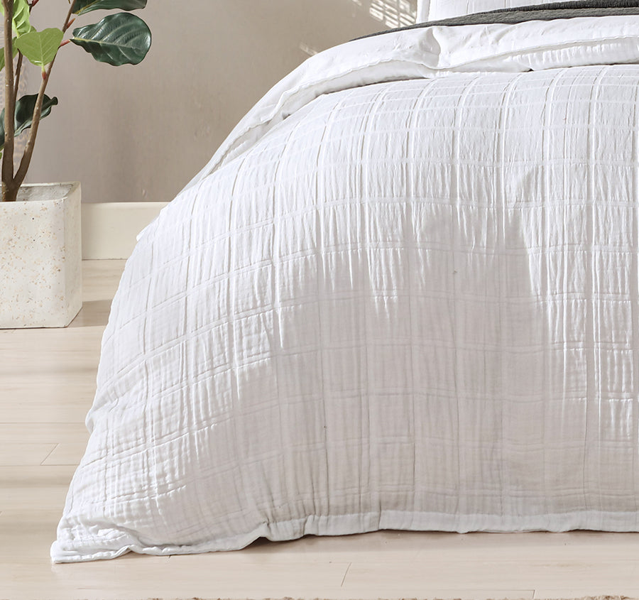 Sierra Quilt Cover Set Range White