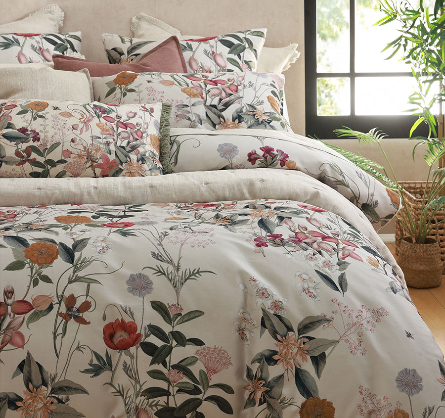Calloway Quilt Cover Set Range Ivory