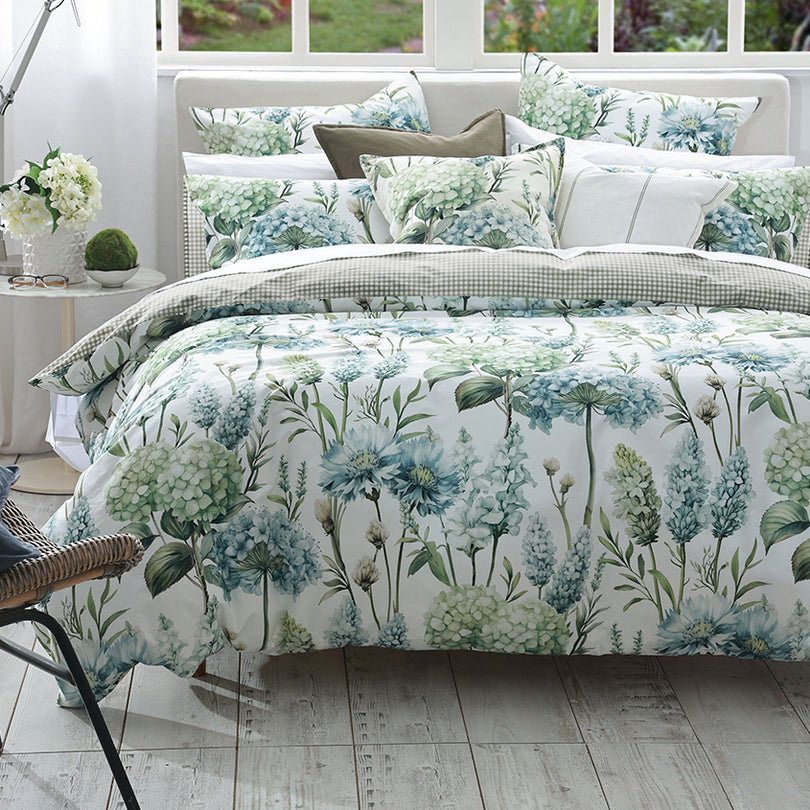 Piccadilly botanical bedding used as a bedroom colour story