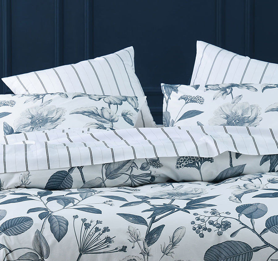 Pure Botanical Quilt Cover Set Range Bluestone