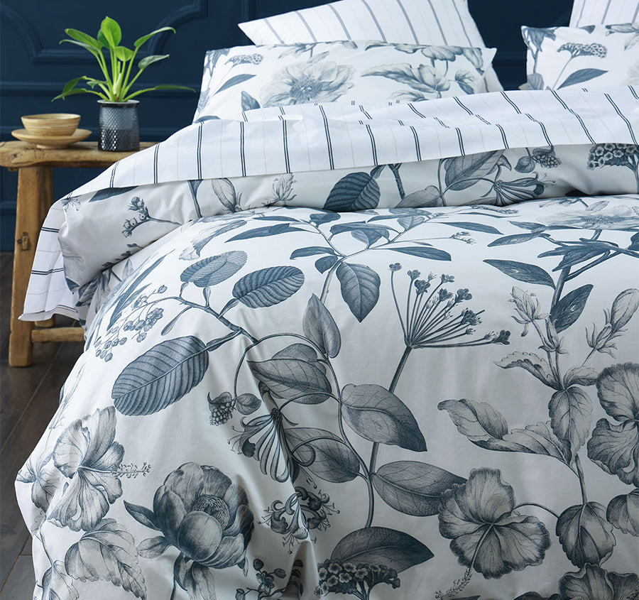 Pure Botanical Quilt Cover Set Range Bluestone