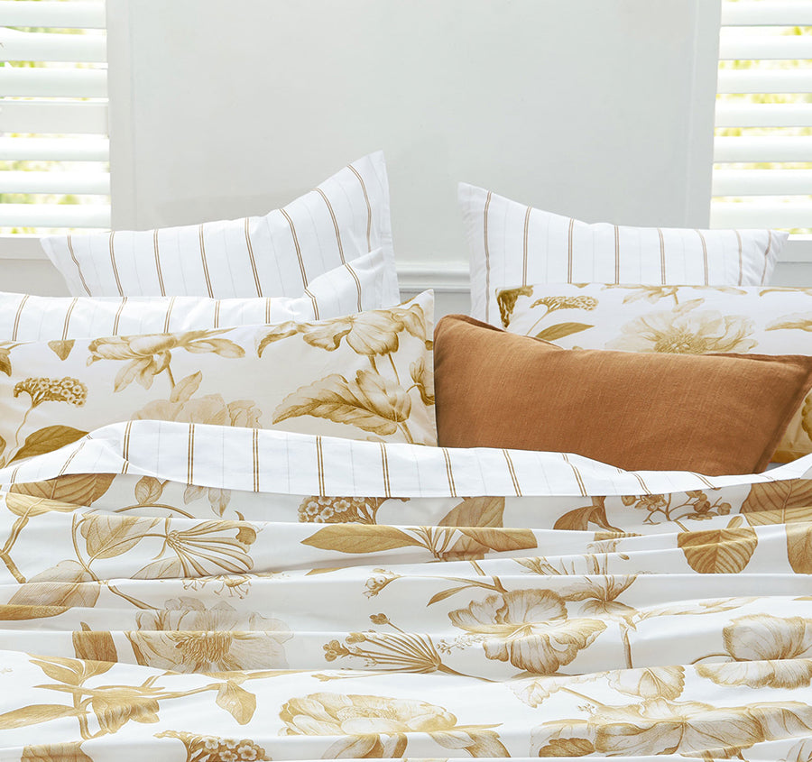 Pure Botanical Quilt Cover Set Range Ochre