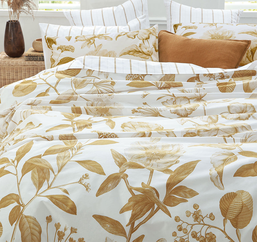 Pure Botanical Quilt Cover Set Range Ochre