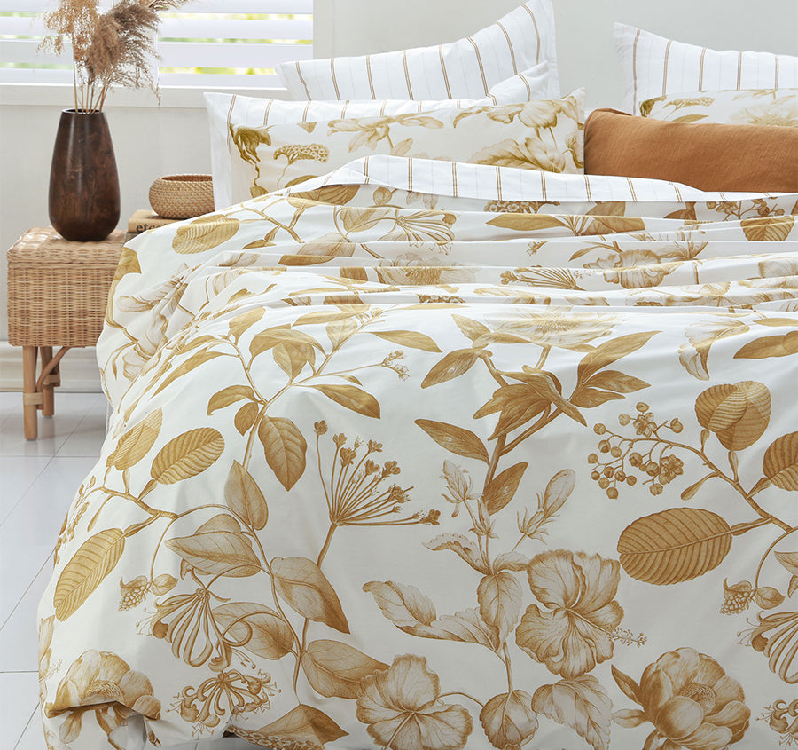Pure Botanical Quilt Cover Set Range Ochre