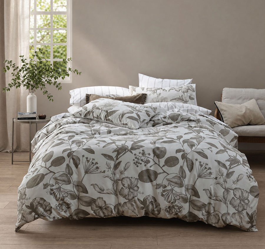 Pure Botanical Quilt Cover Set Range Taupe