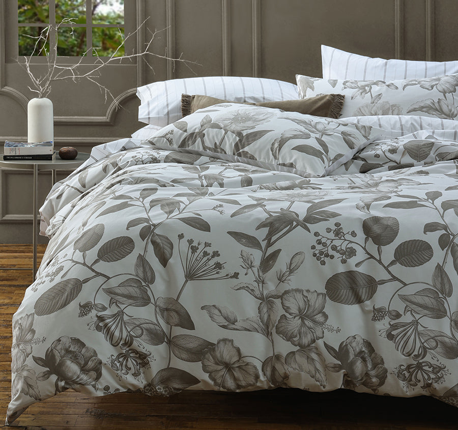 Pure Botanical Quilt Cover Set Range Taupe
