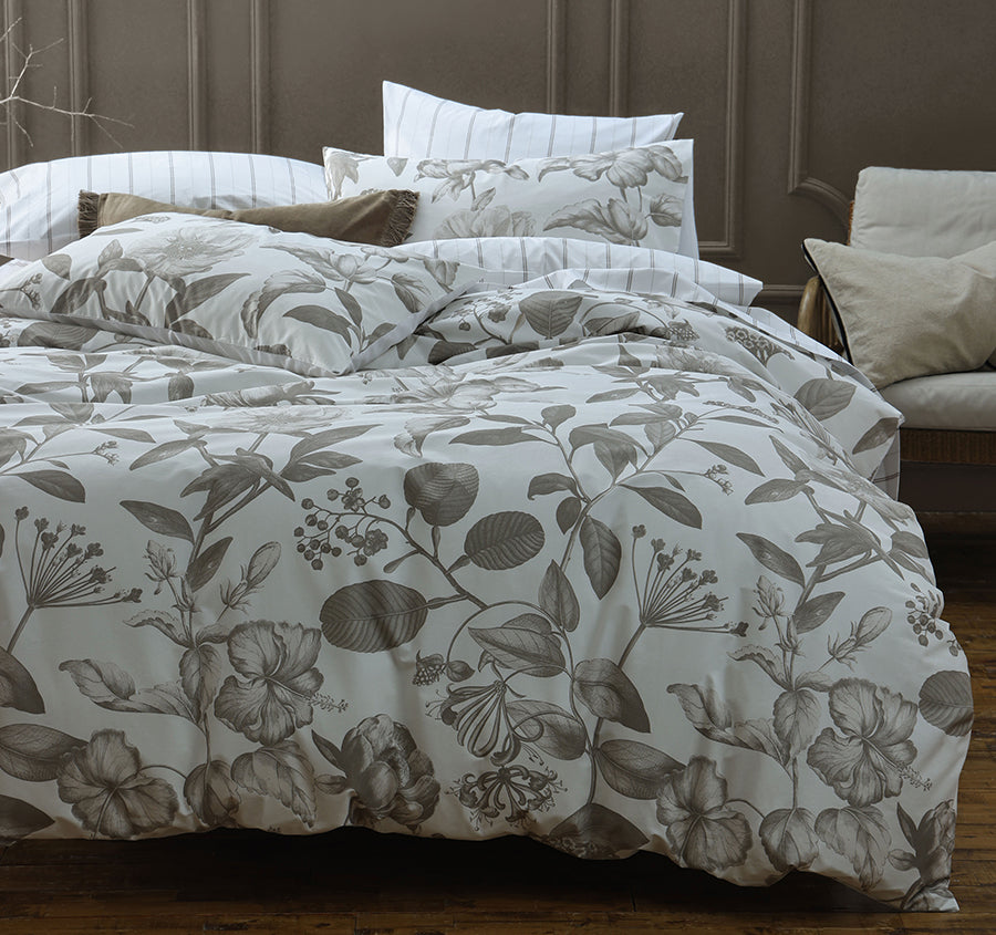 Pure Botanical Quilt Cover Set Range Taupe