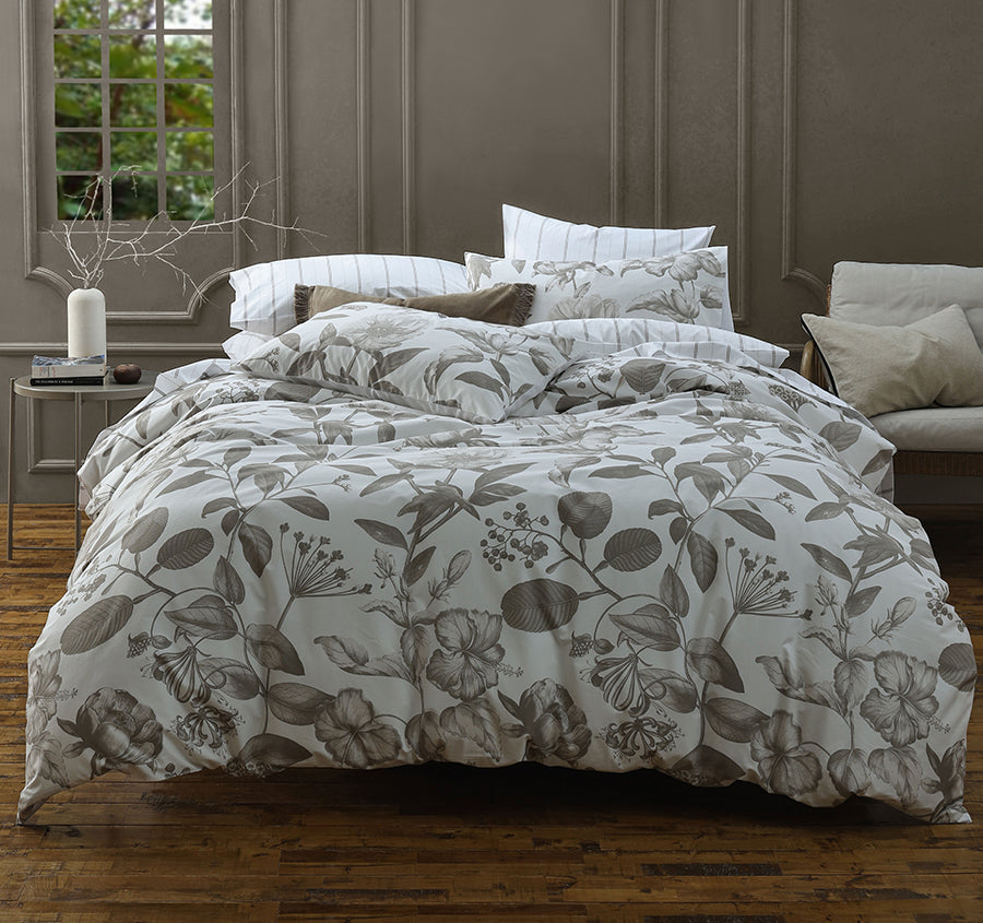 Pure Botanical Quilt Cover Set Range Taupe